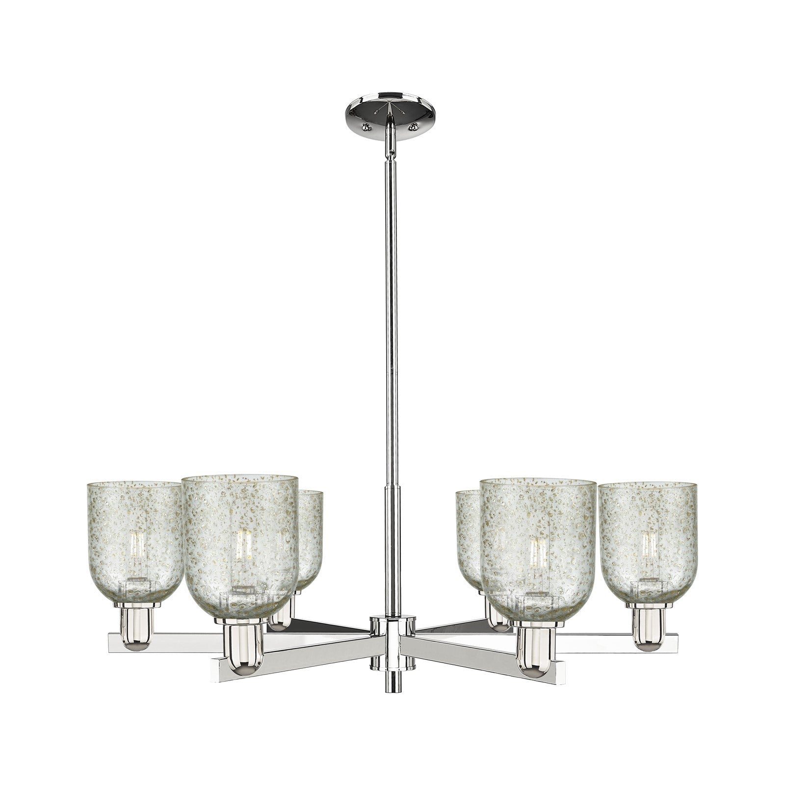Innovations Caledonia 35in 6-Light Chandelier | Industrial Polished Nickel and Mica Glass | Dining Room & Living Room | Model 716-6CR-PN-G259