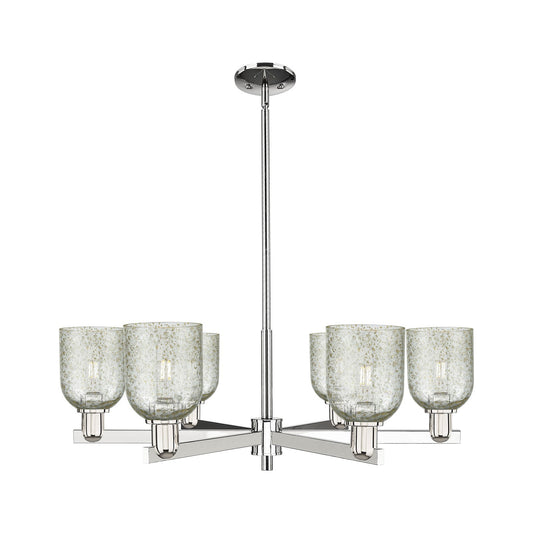 Innovations Caledonia 35in 6-Light Chandelier | Industrial Polished Nickel and Mica Glass | Dining Room & Living Room | Model 716-6CR-PN-G259