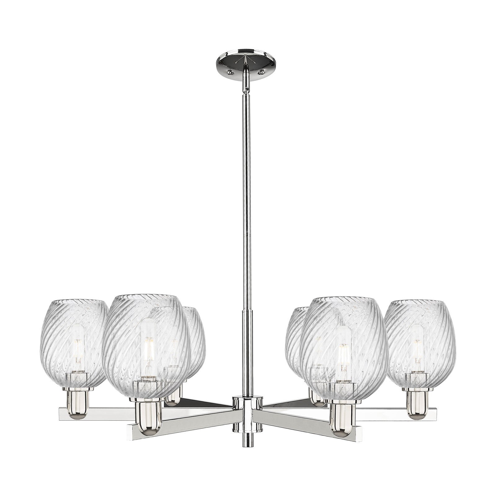 Innovations Salina 6-Light 35.5in Chandelier | Industrial Polished Nickel and Clear Spiral Fluted Glass | Dining Room & Living | Model 716-6CR-PN-G292