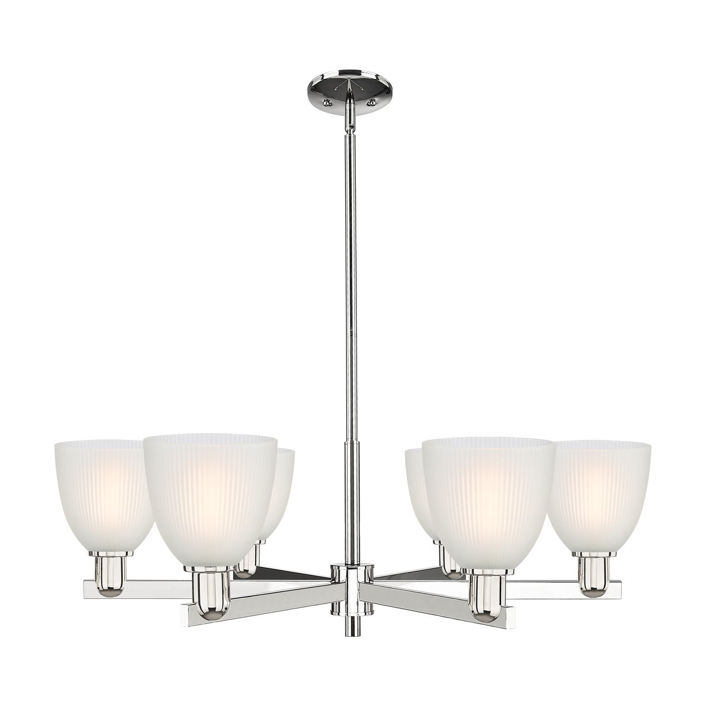 Innovations Castile 36in 6-Light Chandelier | Industrial Polished Nickel and White Glass | Kitchen Island & Dining Room | Model 716-6CR-PN-G381