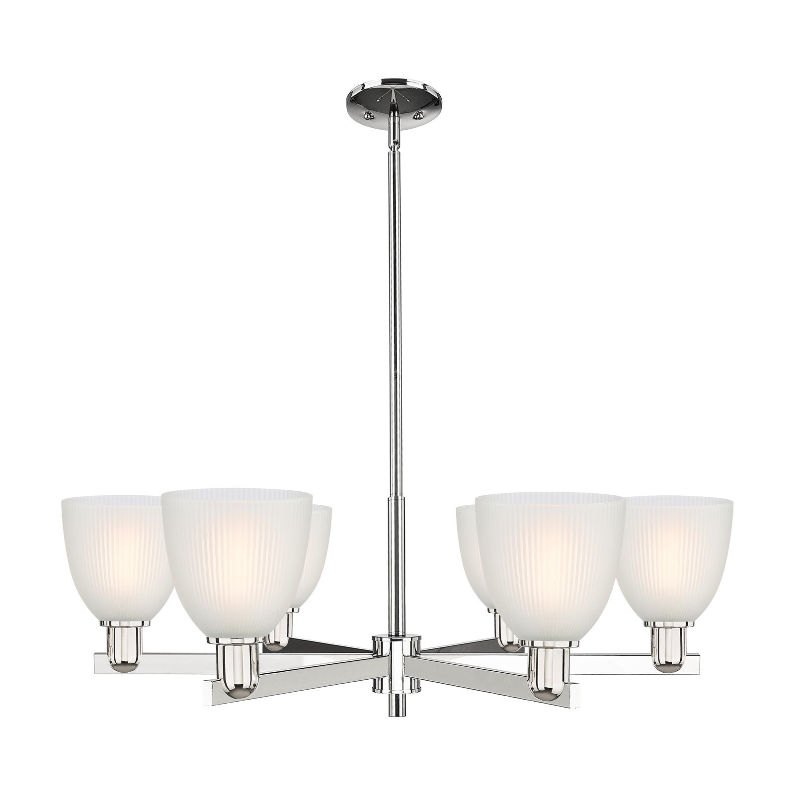 Innovations Castile 36in 6-Light Chandelier | Industrial Polished Nickel and White Glass | Kitchen Island & Dining Room | Model 716-6CR-PN-G381