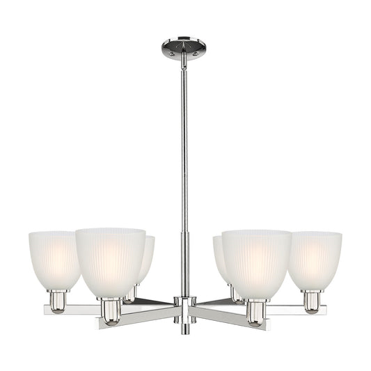 Innovations Castile 36in 6-Light Chandelier | Industrial Polished Nickel and White Glass | Kitchen Island & Dining Room | Model 716-6CR-PN-G381