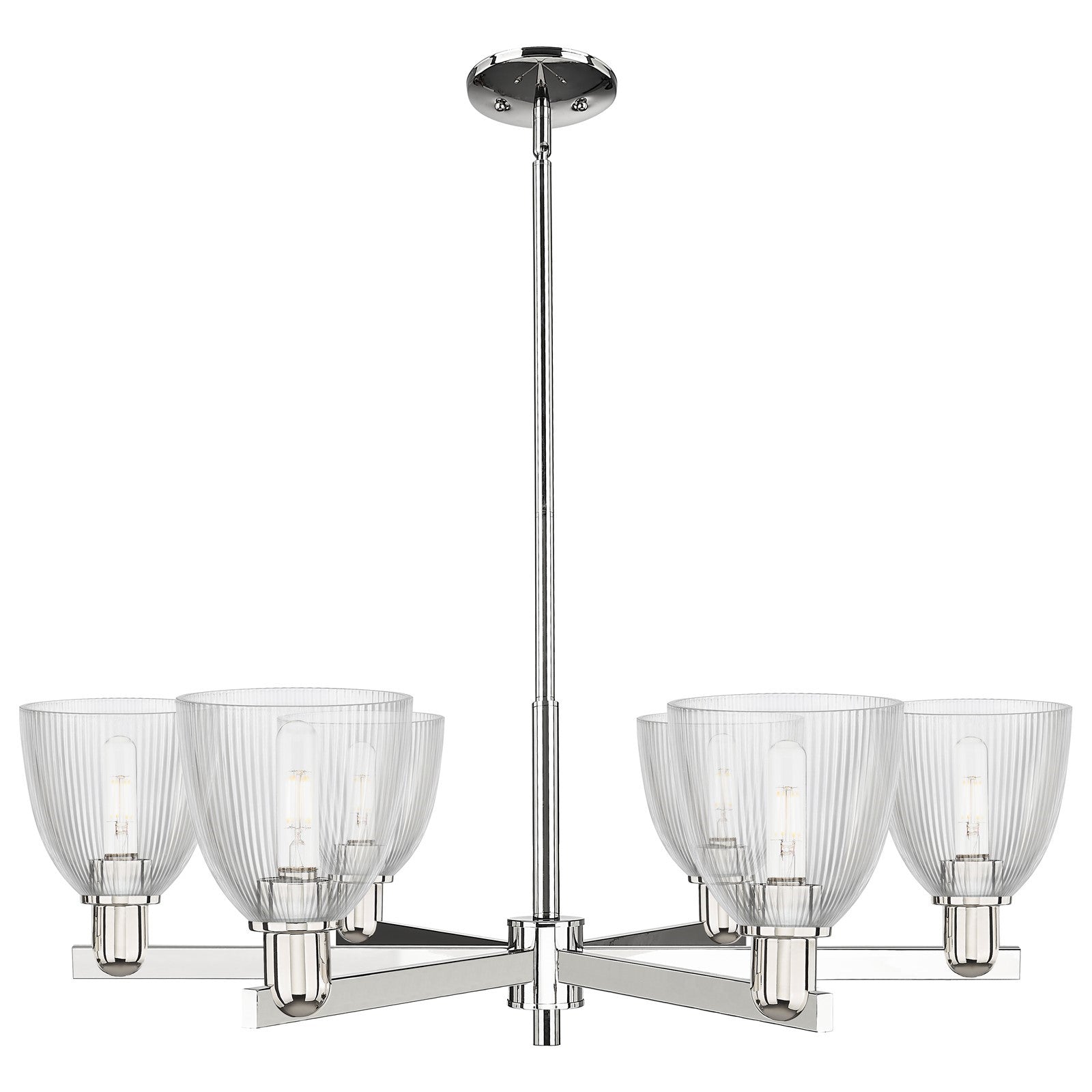 Innovations Castile 36in 6-Light Chandelier | Industrial Polished Nickel and Clear Glass | Dining Room & Living Room | Model 716-6CR-PN-G382