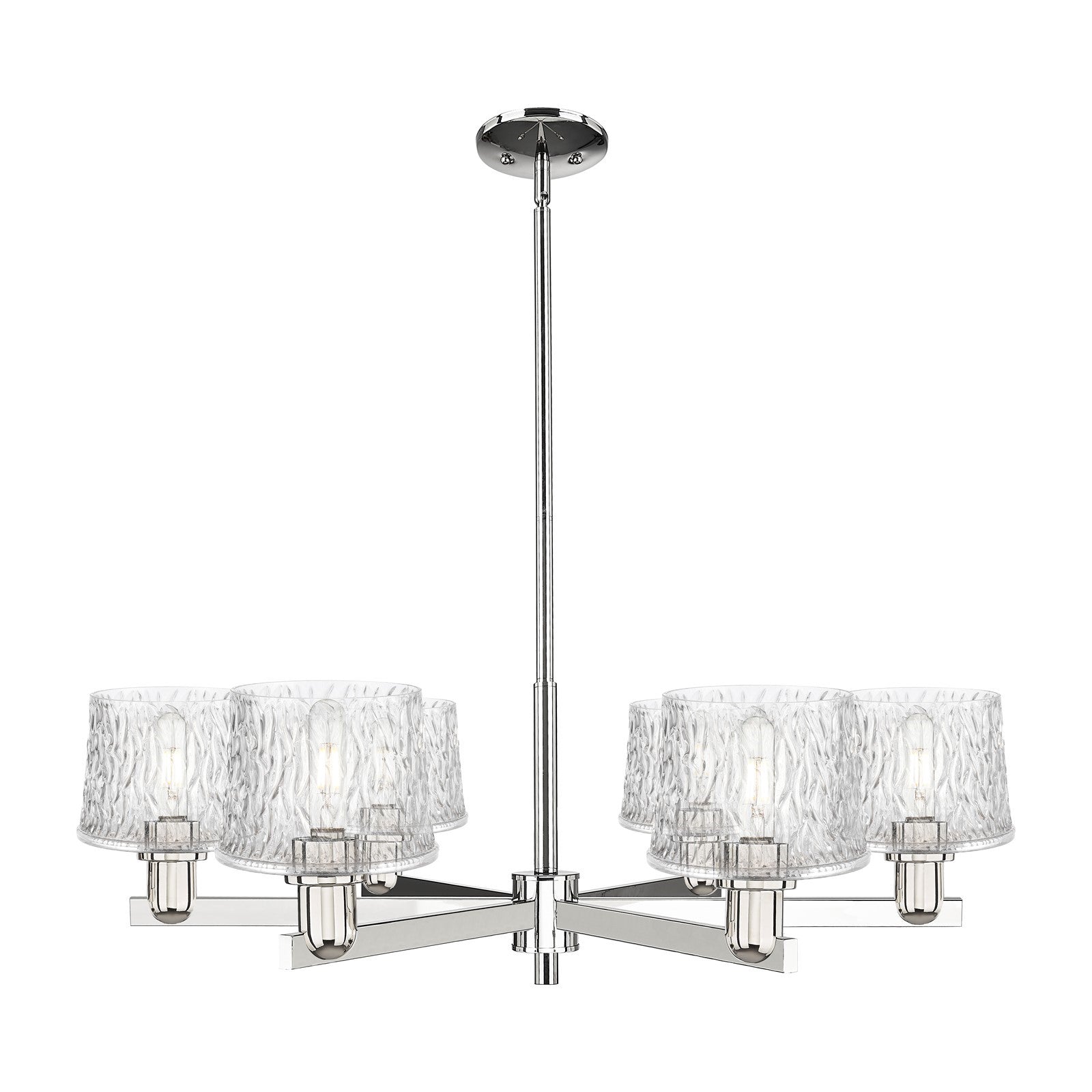 Innovations Niagara 36in 6-Light Chandelier | Industrial Polished Nickel and Clear Glass | Dining Room & Living Room | Model 716-6CR-PN-G402