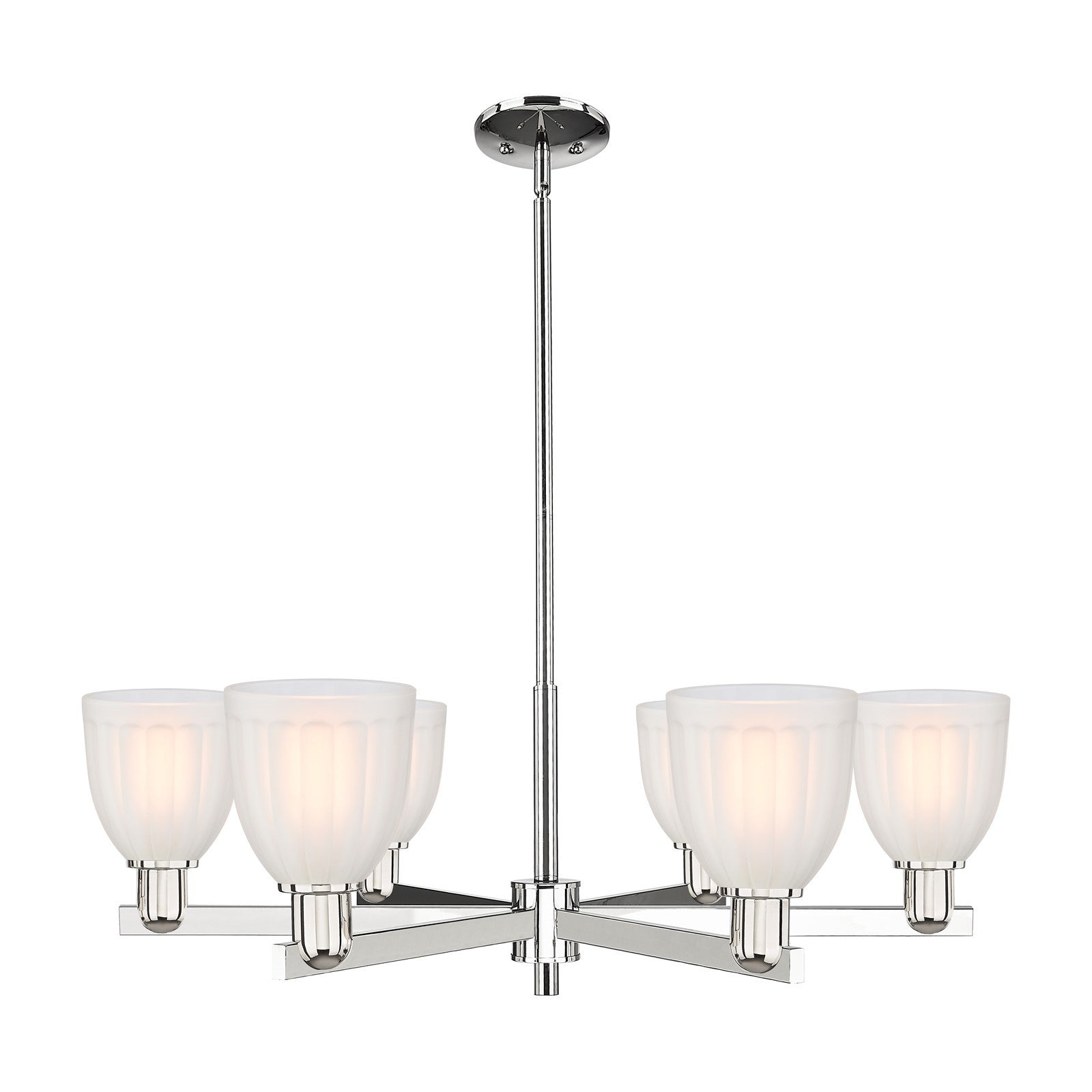 Innovations Brookfield 36in 6-Light Chandelier | Industrial Polished Nickel and White Frosted Glass | Dining Room & Living Room | Model 716-6CR-PN-G441