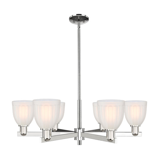 Innovations Brookfield 36in 6-Light Chandelier | Industrial Polished Nickel and White Frosted Glass | Dining Room & Living Room | Model 716-6CR-PN-G441