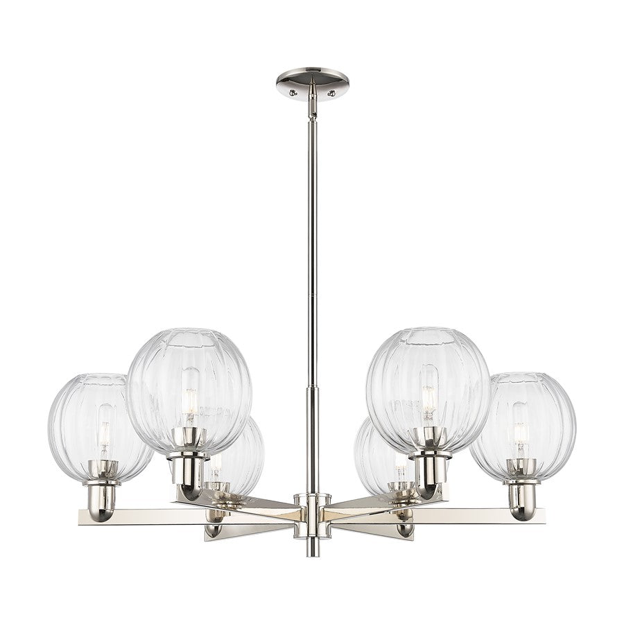 Innovations Preston 6Lt 24" Globe Stem Chandelier, PN/CL - 716-6CR-PN-G458-7CL