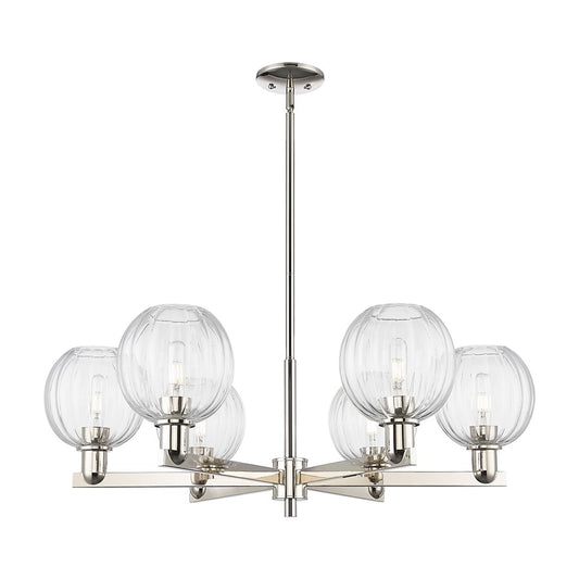 Innovations Preston 6Lt 24" Globe Stem Chandelier, PN/CL - 716-6CR-PN-G458-7CL