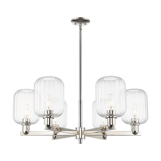 Innovations Preston 6Lt 24" Jar Stem Chandelier, PN/Clear - 716-6CR-PN-G460-7CL