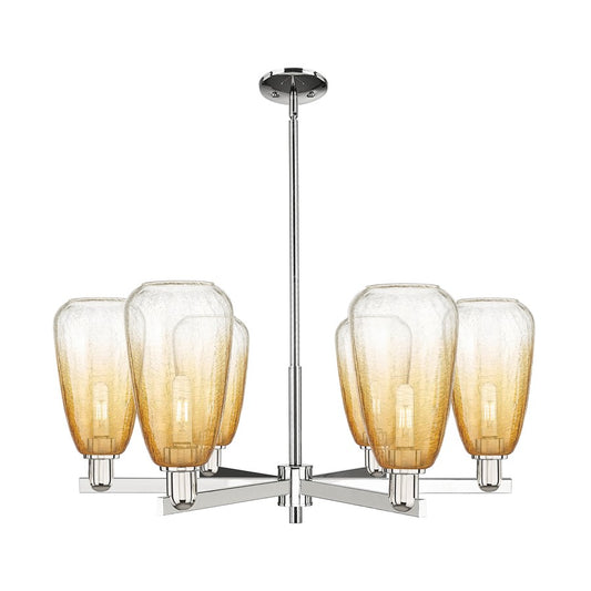 Innovations BH Almond 6Lt 24" Stem Chandelier, PN/AM - 716-6CR-PN-G480-6AM
