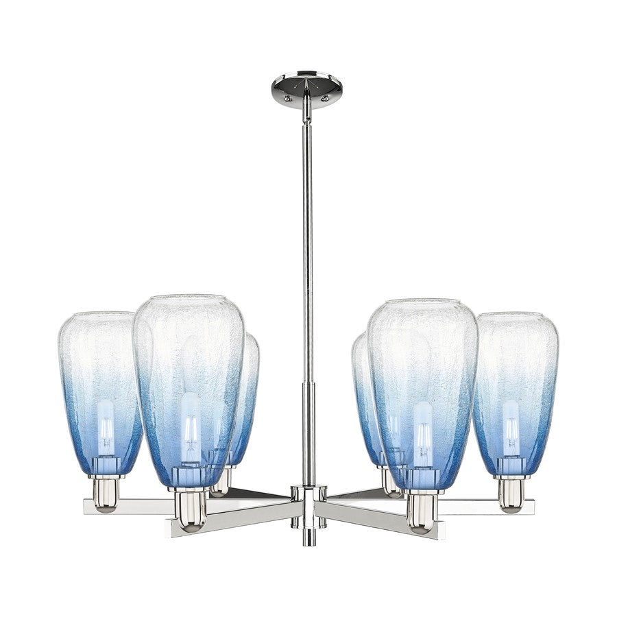 Innovations BH Almond 6Lt 24" Stem Chandelier, PN/SB - 716-6CR-PN-G480-6SB