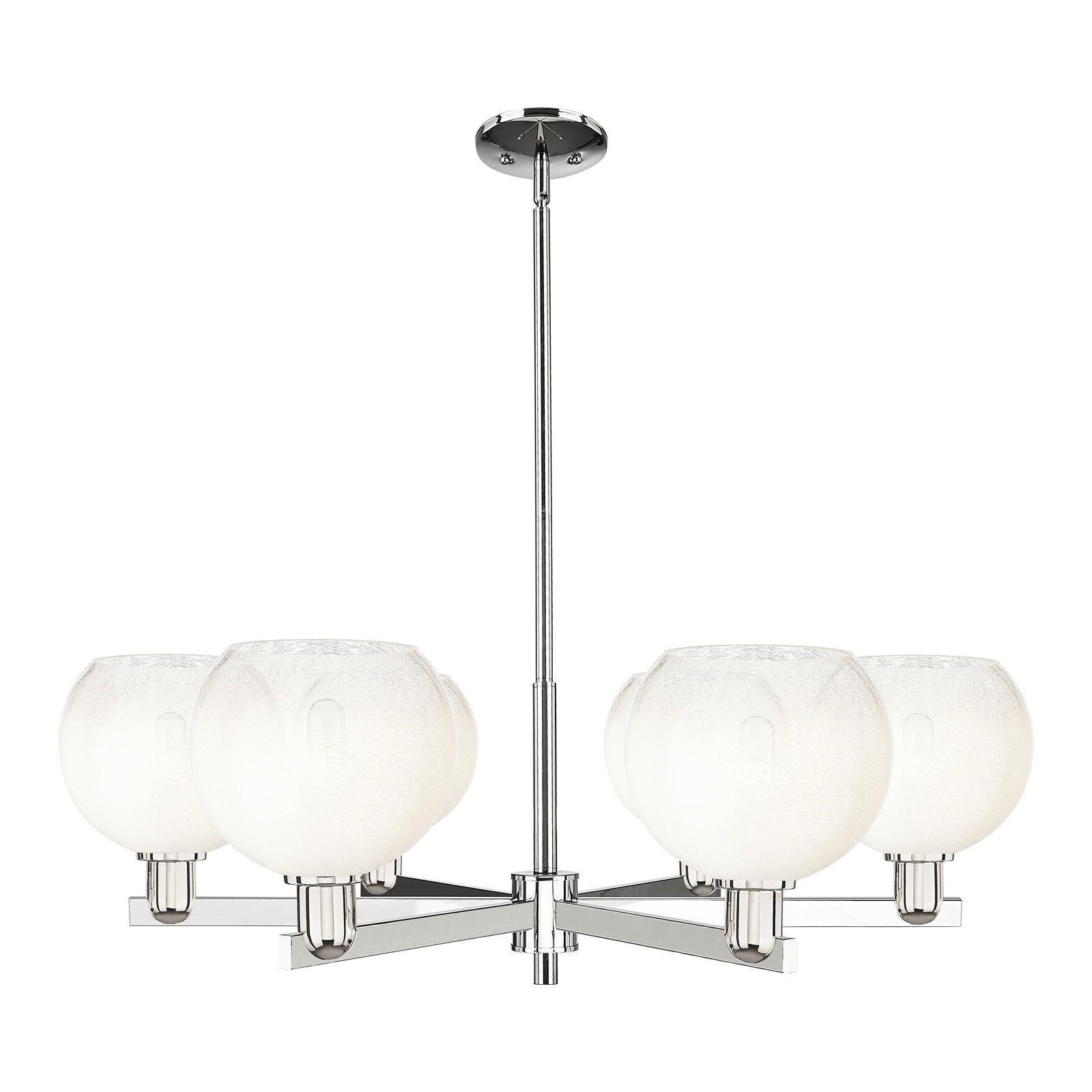 Innovations Brookhaven Globe 38in 6-Light Chandelier | Industrial Polished Nickel and Opal Glass | Dining Room & Living Room | Model 716-6CR-PN-G483-8OP
