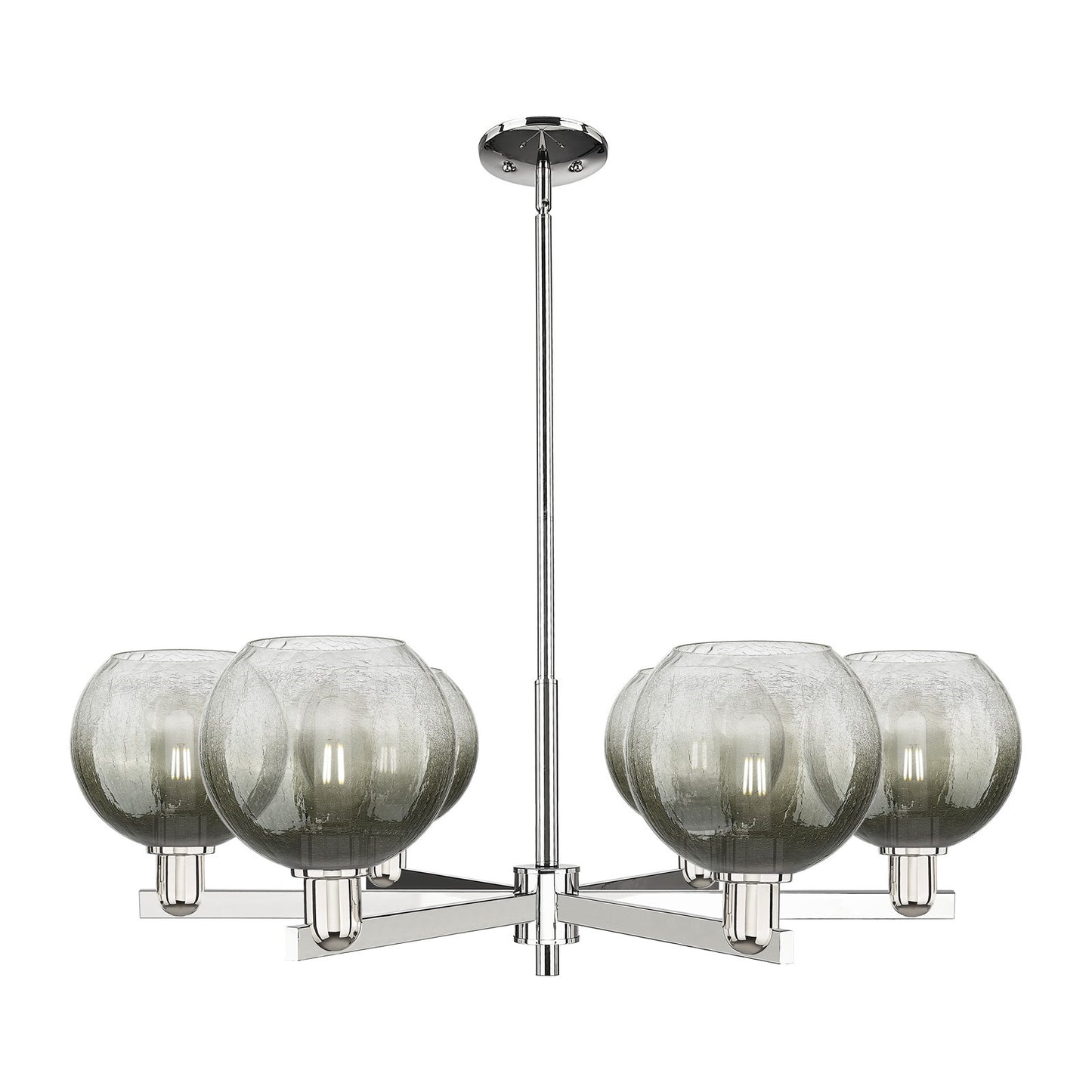 Innovations Brookhaven Globe 38in 6-Light Chandelier | Industrial Polished Nickel and Slate Glass | Damp-Rated Dining Room & | Model 716-6CR-PN-G483-8SL