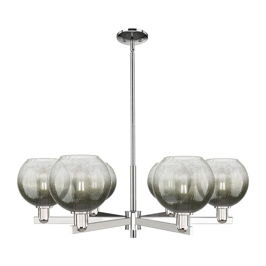 Innovations Brookhaven Globe 38in 6-Light Chandelier | Industrial Polished Nickel and Slate Glass | Damp-Rated Dining Room & | Model 716-6CR-PN-G483-8SL