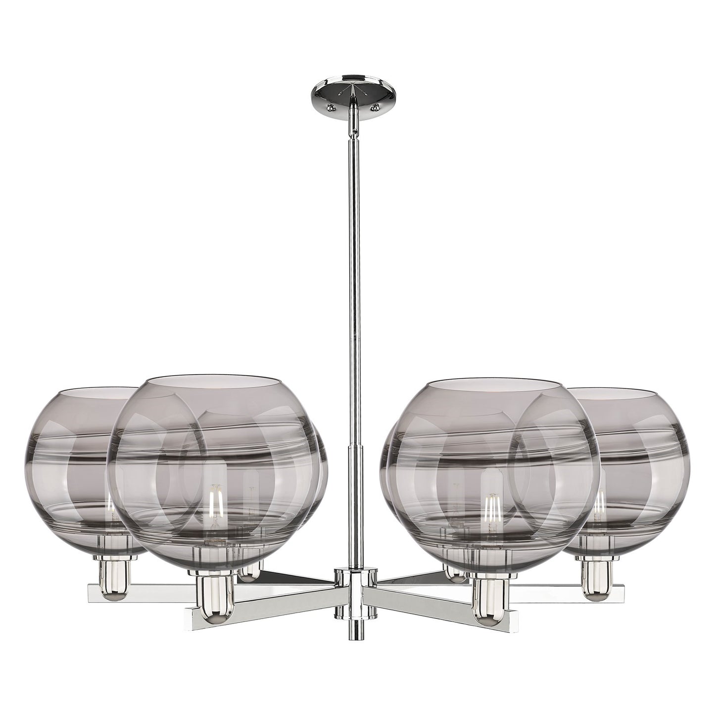 Innovations Rochester 40in 6-Light Chandelier | Industrial Polished Nickel and Light Smoke Glass | Kitchen Island & Dining | Model 716-6CR-PN-G556-10SM