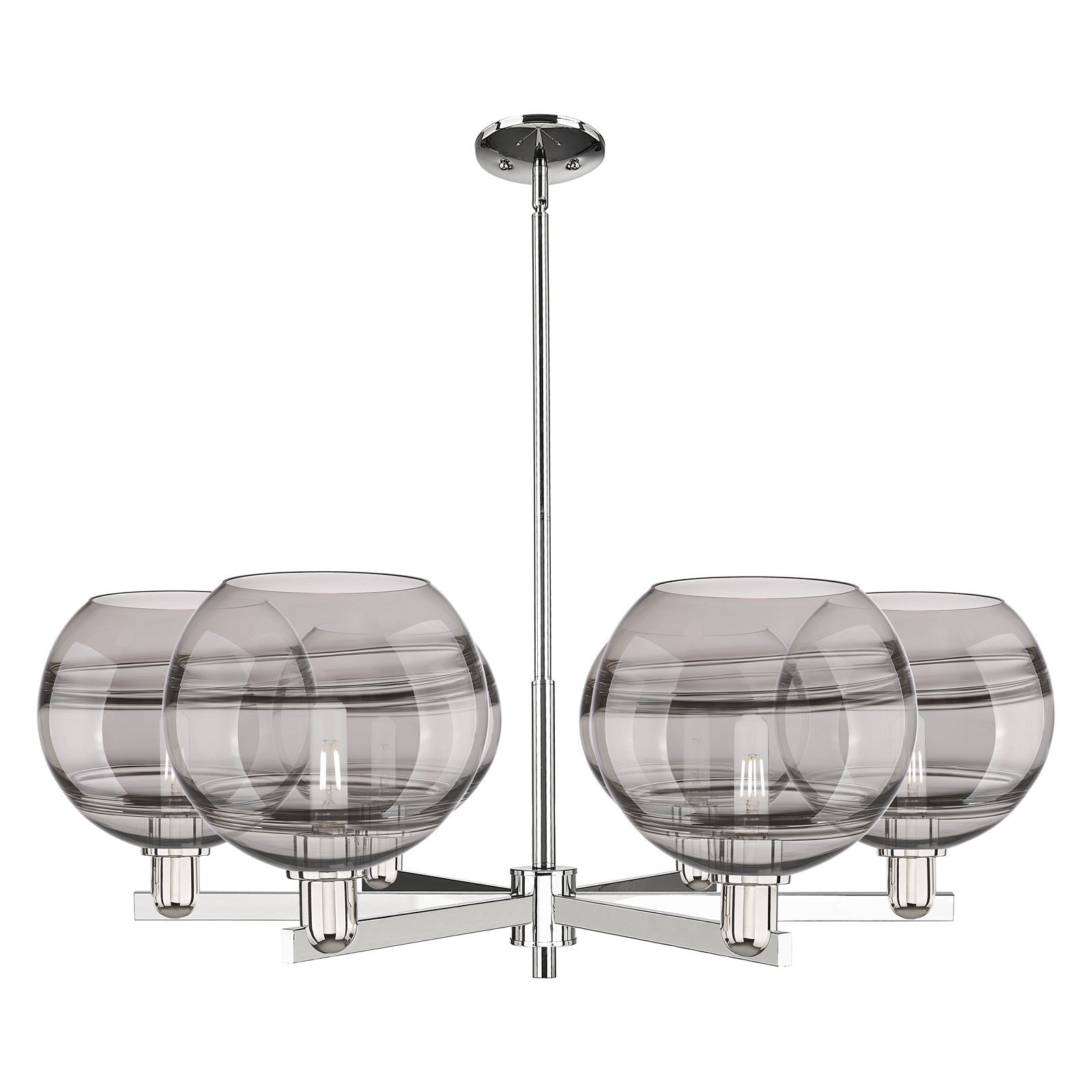 Innovations Rochester 40in 6-Light Chandelier | Industrial Polished Nickel and Light Smoke Glass | Kitchen Island & Dining | Model 716-6CR-PN-G556-10SM
