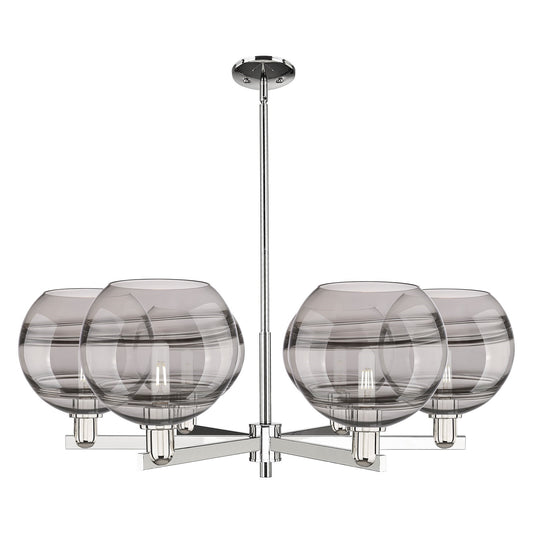 Innovations Rochester 40in 6-Light Chandelier | Industrial Polished Nickel and Light Smoke Glass | Kitchen Island & Dining | Model 716-6CR-PN-G556-10SM