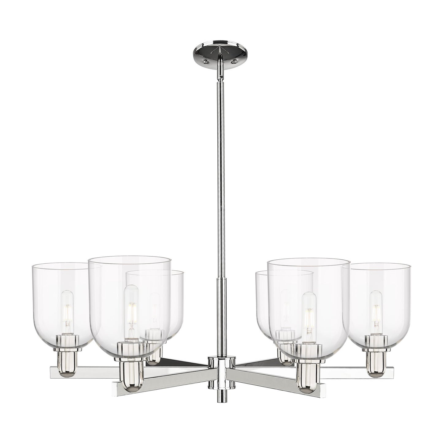 Innovations Bella 35in 6-Light Chandelier | Industrial Polished Nickel and Clear Glass | Dining Room & Living Room | Model 716-6CR-PN-G558-6CL