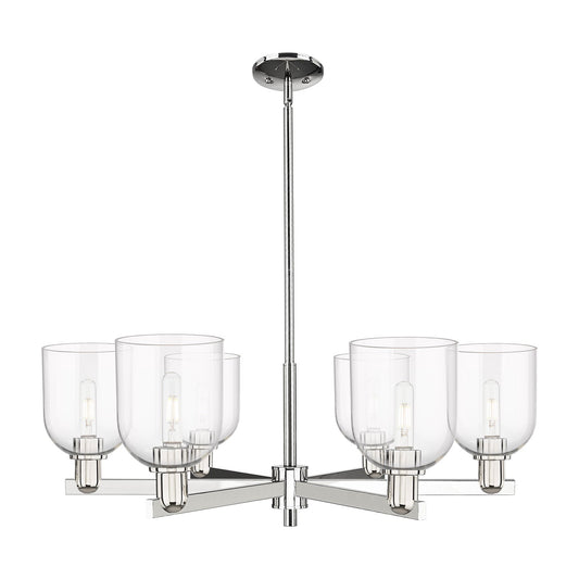 Innovations Bella 35in 6-Light Chandelier | Industrial Polished Nickel and Clear Glass | Dining Room & Living Room | Model 716-6CR-PN-G558-6CL