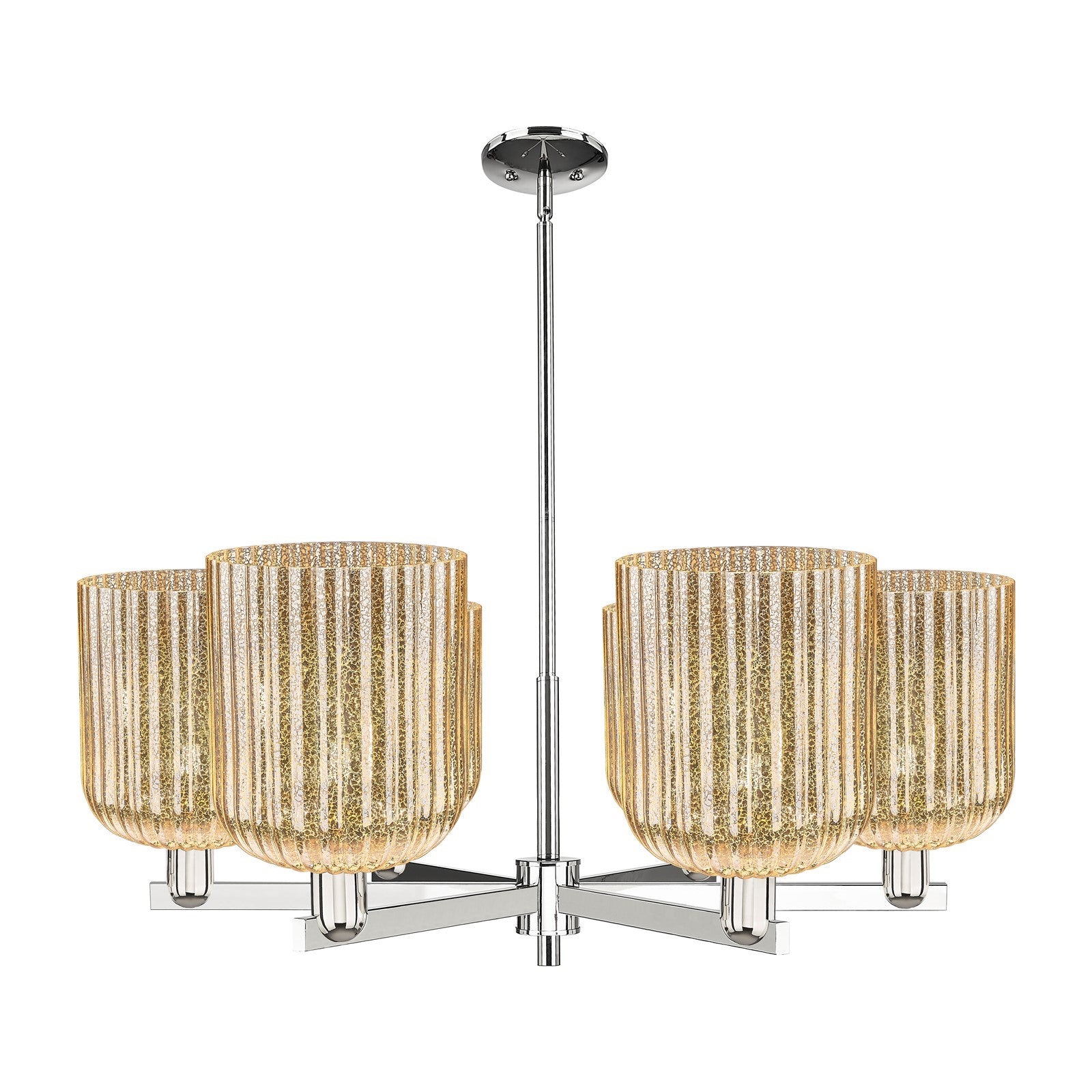 Innovations Bridal Veil 38in 6-Light Chandelier | Industrial Polished Nickel and Mercury Ribbed Glass | Kitchen Island & | Model 716-6CR-PN-G559-8ME