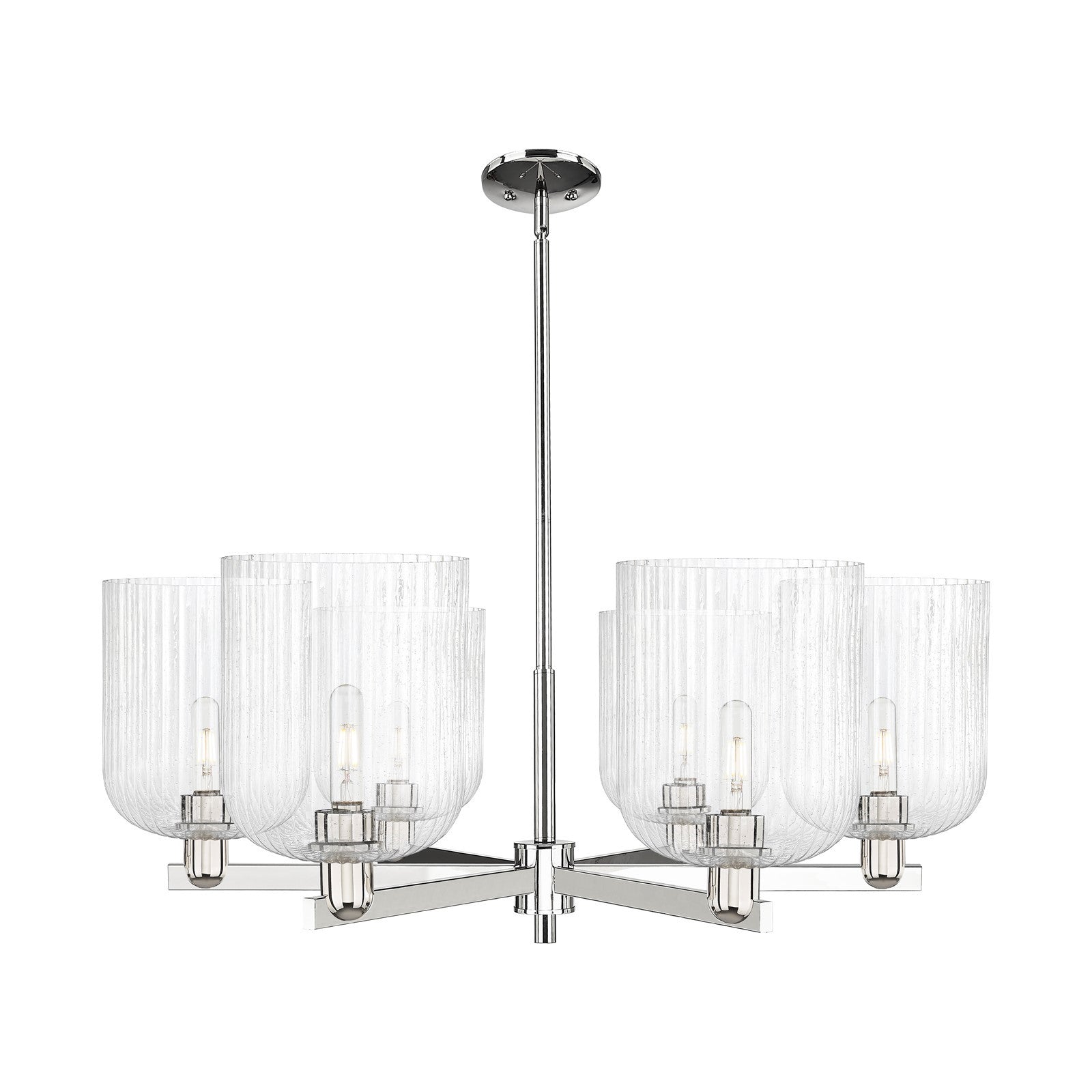 Innovations Bridal Veil 38in 6-Light Chandelier | Industrial Polished Nickel and Seedy Bell Glass | Dining Room & Living Room | Model 716-6CR-PN-G559-8SDY