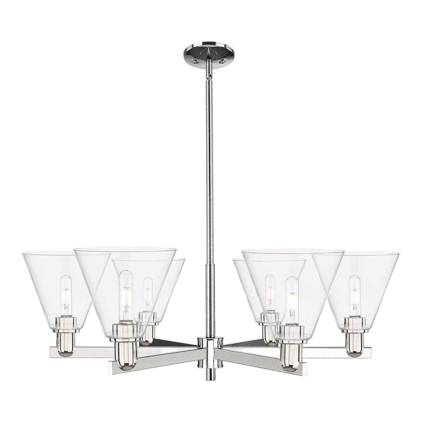 Innovations Berkshire Glass 38in 6-Light Chandelier | Industrial Modern Contempo Polished Nickel and Clear Glass | Kitchen | Model 716-6CR-PN-GBC-82