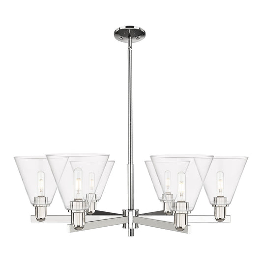 Innovations Berkshire Glass 38in 6-Light Chandelier | Industrial Modern Contempo Polished Nickel and Clear Glass | Kitchen | Model 716-6CR-PN-GBC-82