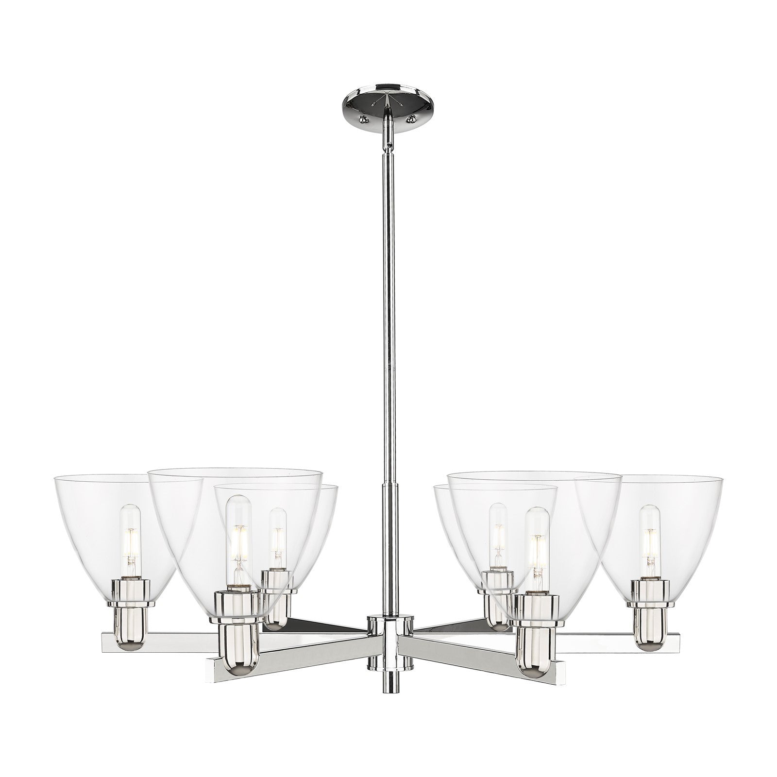 Innovations Bristol 37in 6-Light Chandelier | Industrial Polished Nickel and Clear Glass | Dining Room & Living Room | Model 716-6CR-PN-GBD-752