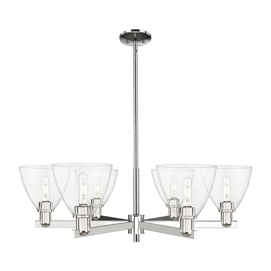 Innovations Bristol 37in 6-Light Chandelier | Industrial Polished Nickel and Clear Glass | Dining Room & Living Room | Model 716-6CR-PN-GBD-752