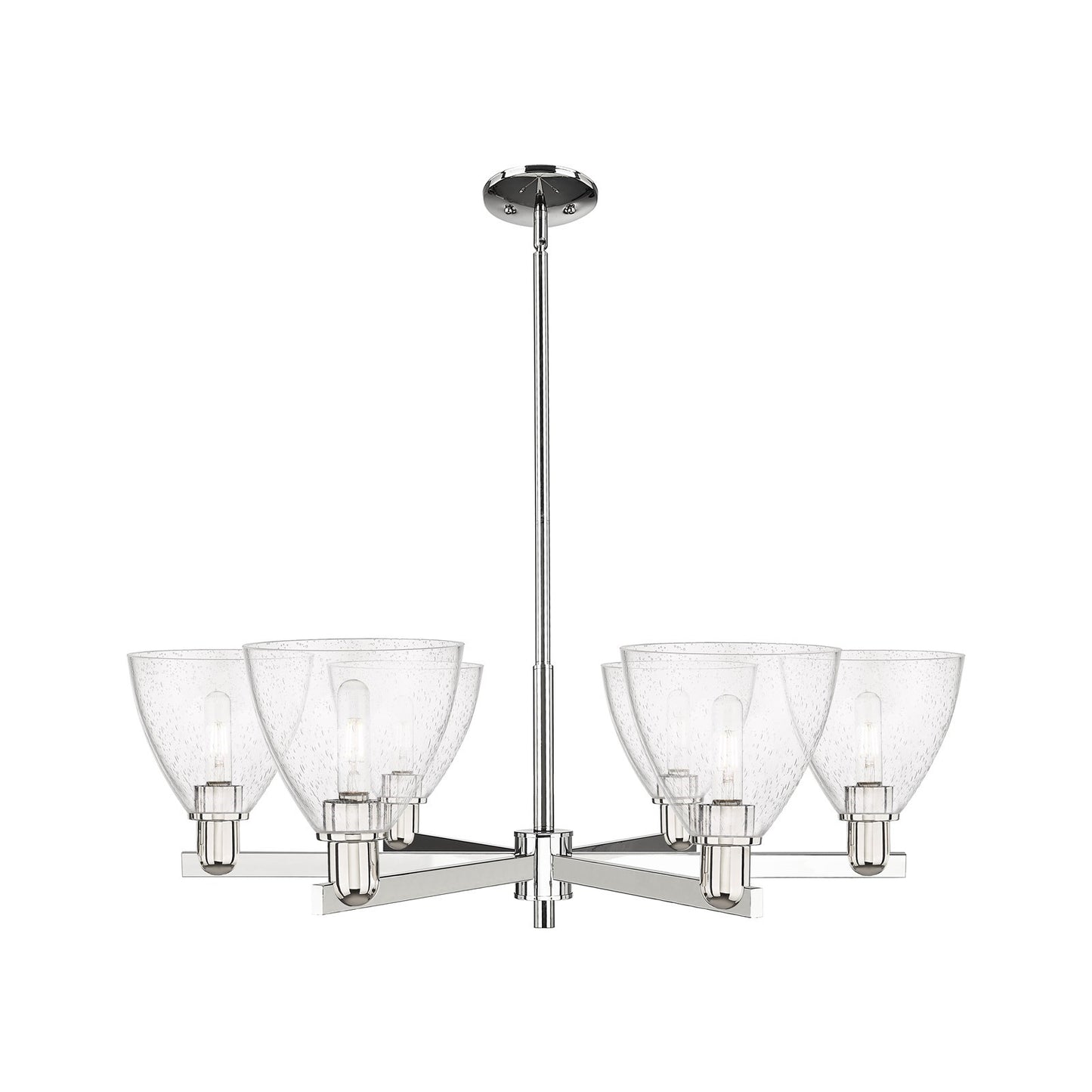 Innovations Bristol 37in 6-Light Chandelier | Industrial Polished Nickel and Seedy Glass | Dining Room & Living Room | Model 716-6CR-PN-GBD-754
