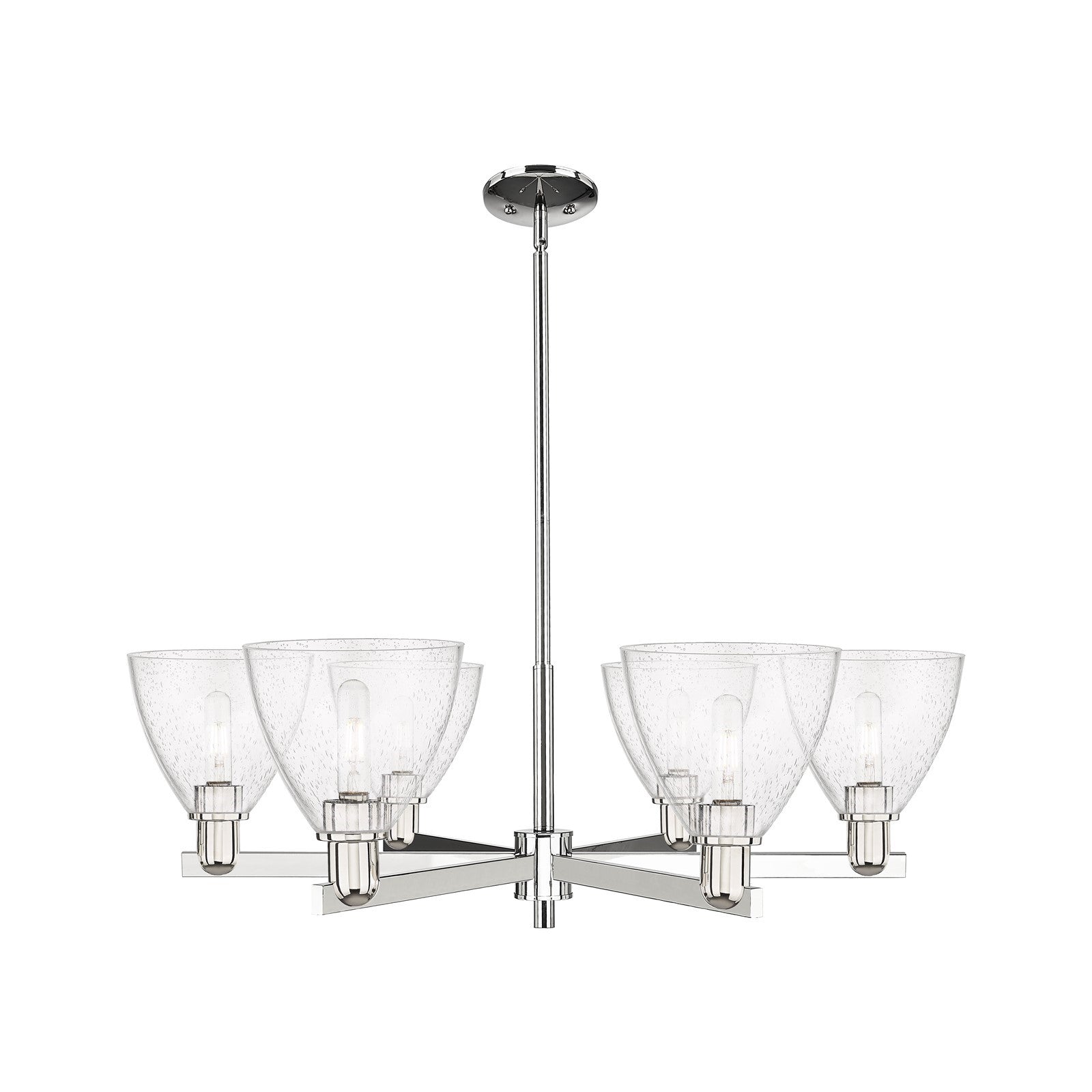 Innovations Bristol 37in 6-Light Chandelier | Industrial Polished Nickel and Seedy Glass | Dining Room & Living Room | Model 716-6CR-PN-GBD-754