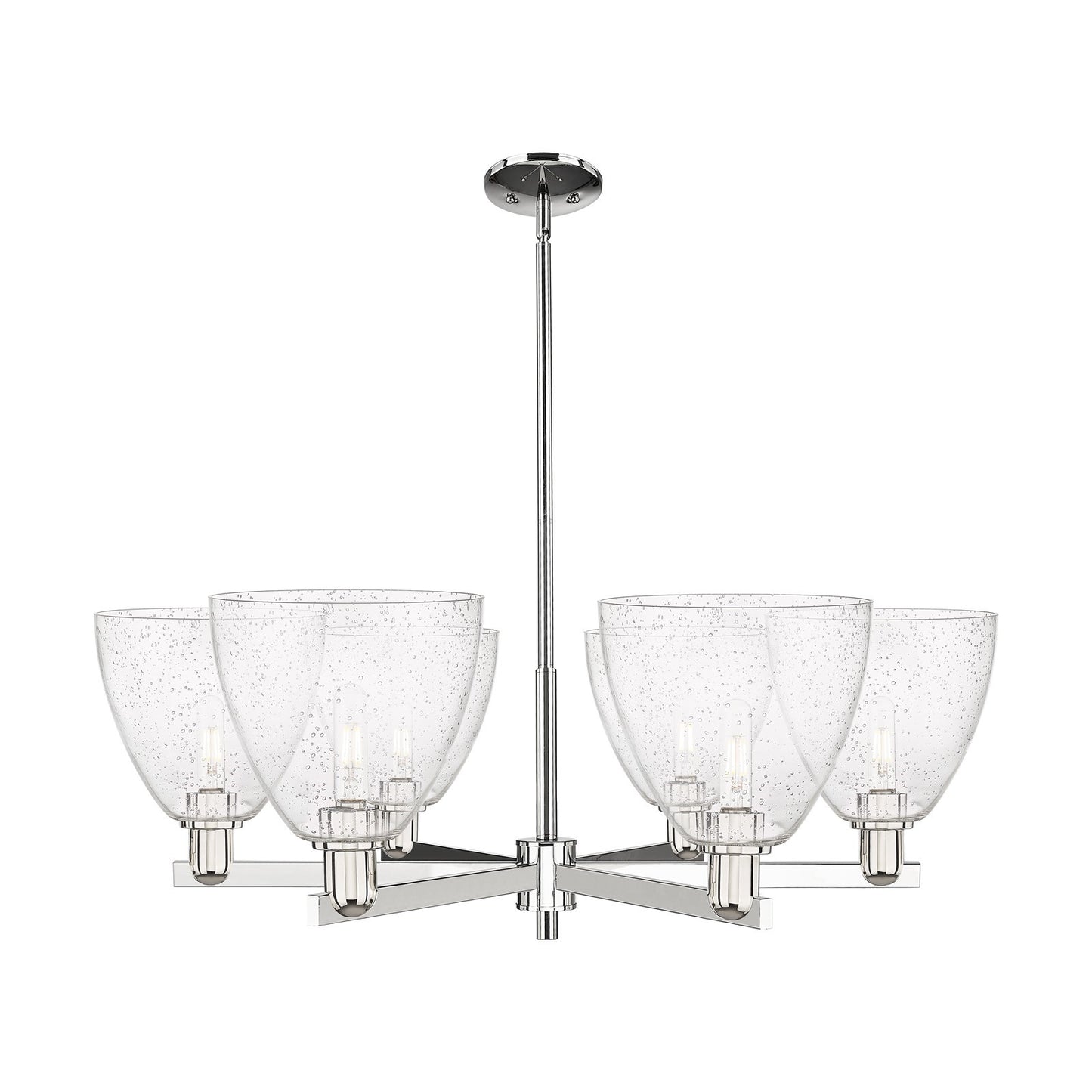 Innovations Bristol 39in 6-Light Chandelier | Industrial Polished Nickel and Seedy Glass | Dining Room & Living Room | Model 716-6CR-PN-GBD-94