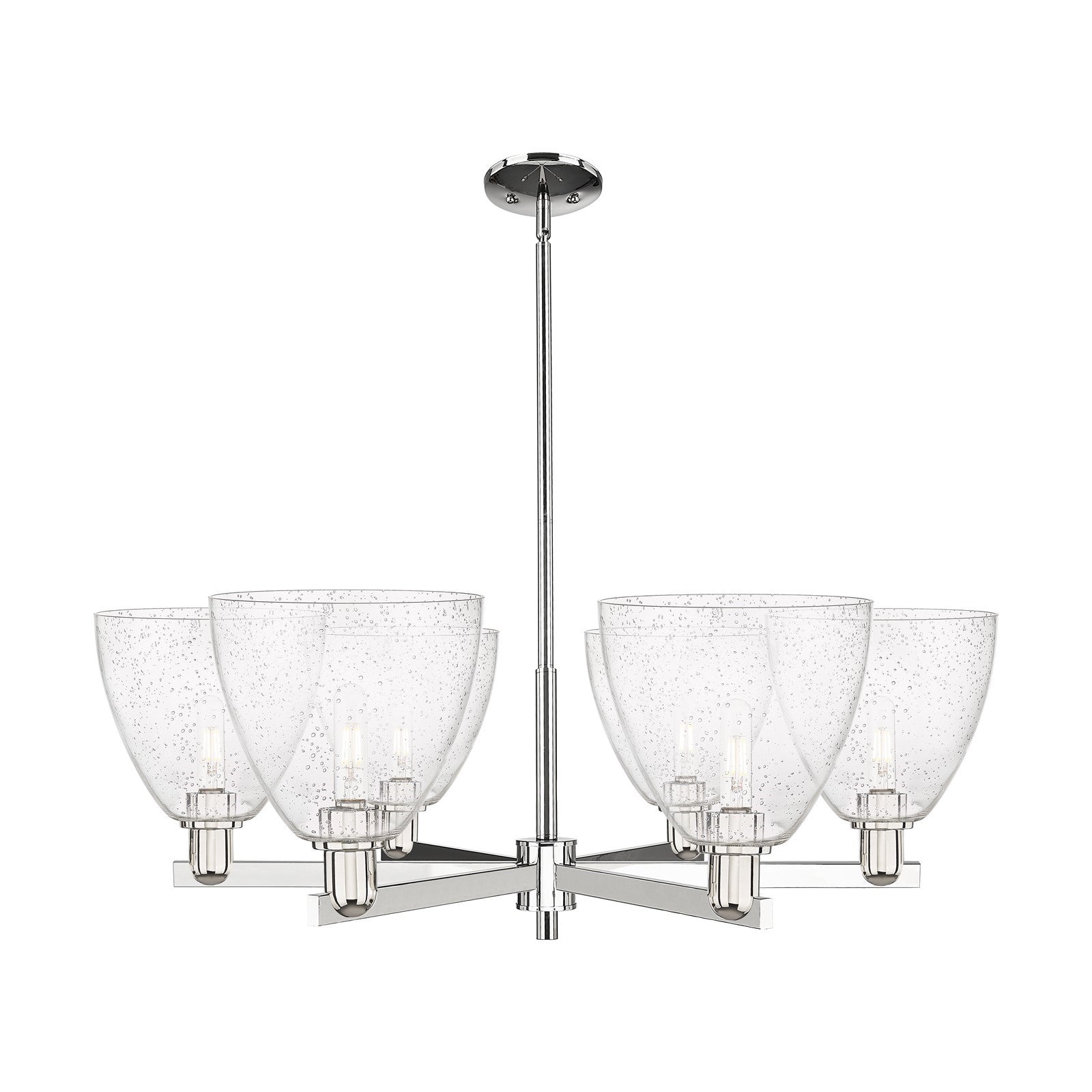 Innovations Bristol 39in 6-Light Chandelier | Industrial Polished Nickel and Seedy Glass | Dining Room & Living Room | Model 716-6CR-PN-GBD-94