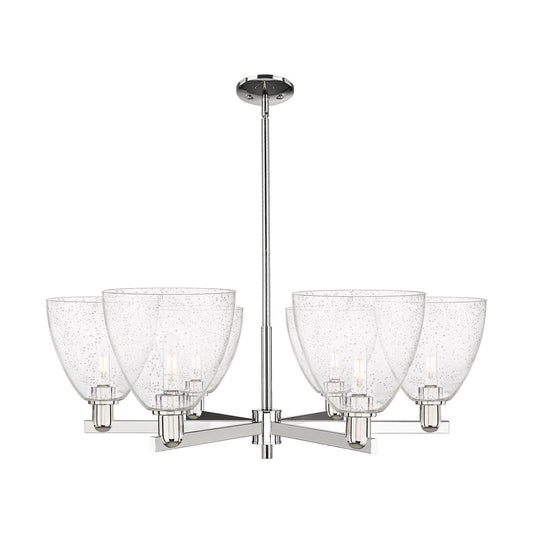Innovations Bristol 39in 6-Light Chandelier | Industrial Polished Nickel and Seedy Glass | Dining Room & Living Room | Model 716-6CR-PN-GBD-94