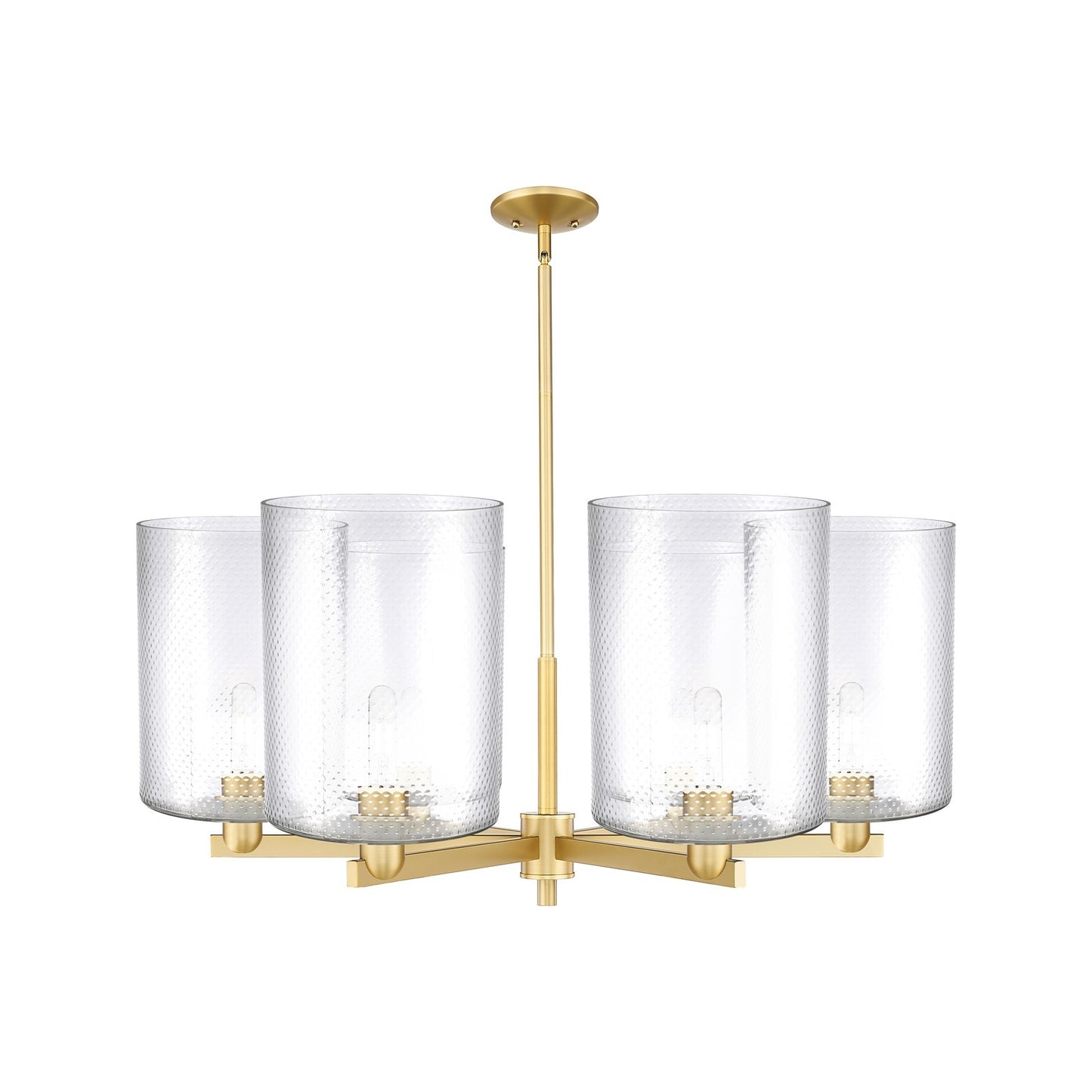 Innovations Cobbleskill 39in 6-Light Chandelier | Industrial Satin Gold Steel and Clear Glass | Dining Room & Living Room | Model 716-6CR-SG-G112-L