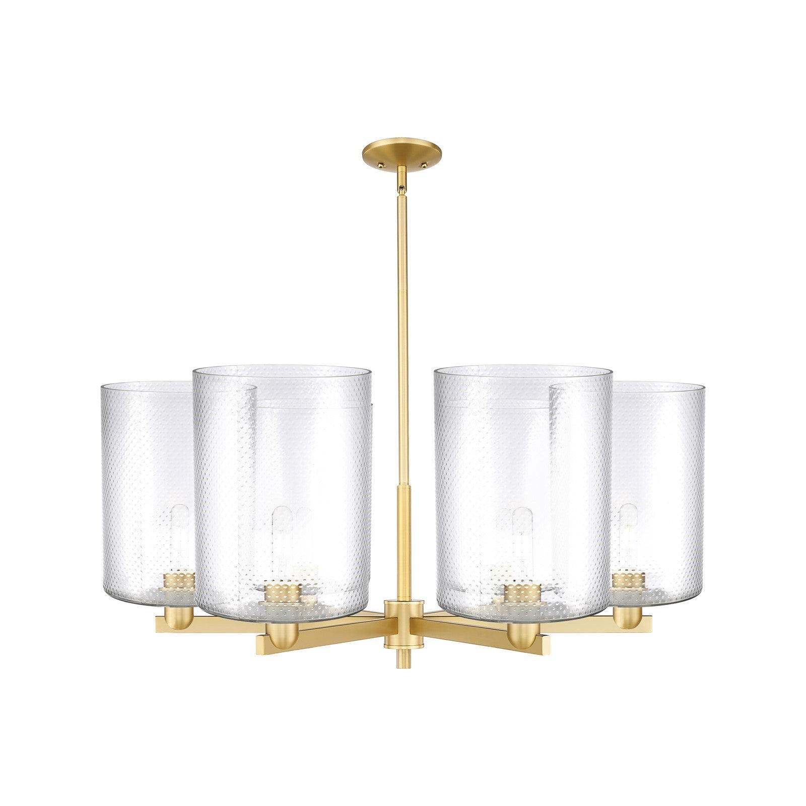 Innovations Cobbleskill 39in 6-Light Chandelier | Industrial Satin Gold Steel and Clear Glass | Dining Room & Living Room | Model 716-6CR-SG-G112-L