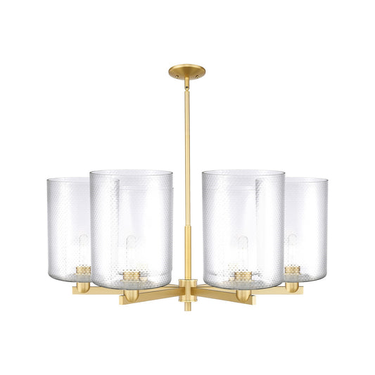 Innovations Cobbleskill 39in 6-Light Chandelier | Industrial Satin Gold Steel and Clear Glass | Dining Room & Living Room | Model 716-6CR-SG-G112-L
