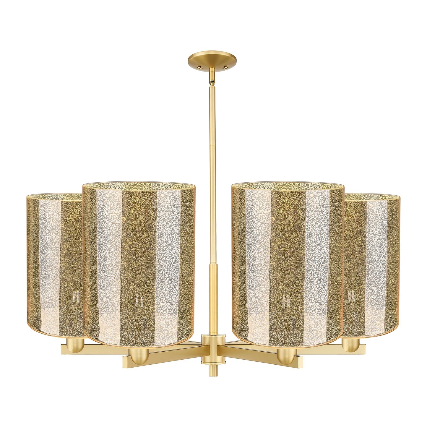 Innovations Cobbleskill 39in 6-Light Chandelier | Industrial Satin Gold and Mercury Glass | Dining Room & Living Room | Model 716-6CR-SG-G116-L