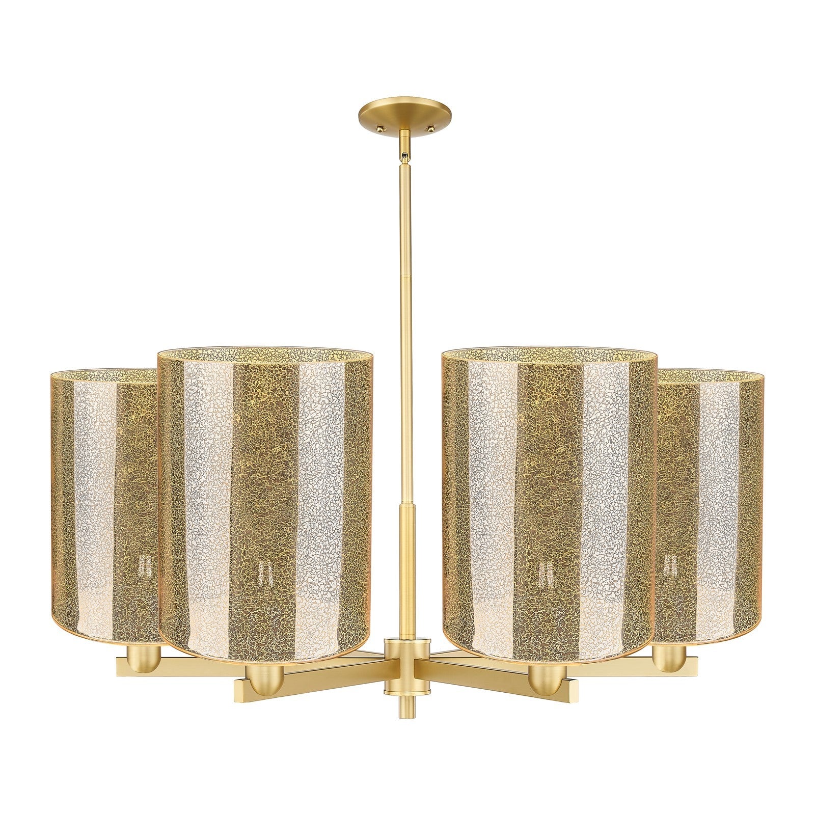 Innovations Cobbleskill 39in 6-Light Chandelier | Industrial Satin Gold and Mercury Glass | Dining Room & Living Room | Model 716-6CR-SG-G116-L