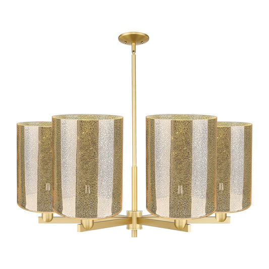 Innovations Cobbleskill 39in 6-Light Chandelier | Industrial Satin Gold and Mercury Glass | Dining Room & Living Room | Model 716-6CR-SG-G116-L