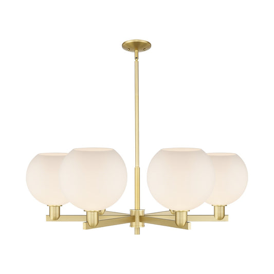Innovations Athens 40in 6-Light Chandelier | Industrial Satin Gold Steel and Matte White Glass | Dining Room & Living Room | Model 716-6CR-SG-G121-10