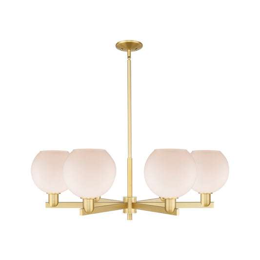 Innovations Athens 38in 6-Light Chandelier | Industrial Satin Gold Steel and Matte White Glass | Dining Room & Living Room | Model 716-6CR-SG-G121-8