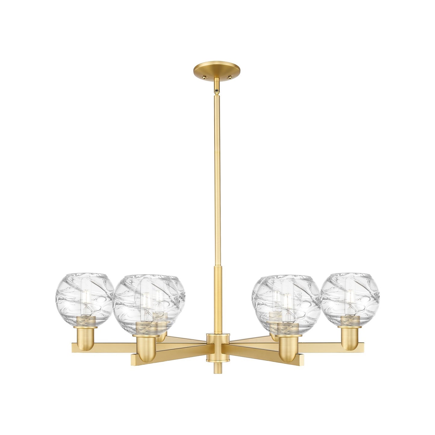 Innovations Athens Deco Swirl 35.625in 6-Light Chandelier | Industrial Satin Gold Steel and Clear Glass | Dining Room & | Model 716-6CR-SG-G1213-6CL