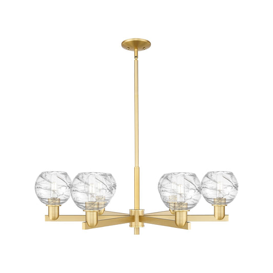 Innovations Athens Deco Swirl 35.625in 6-Light Chandelier | Industrial Satin Gold Steel and Clear Glass | Dining Room & | Model 716-6CR-SG-G1213-6CL