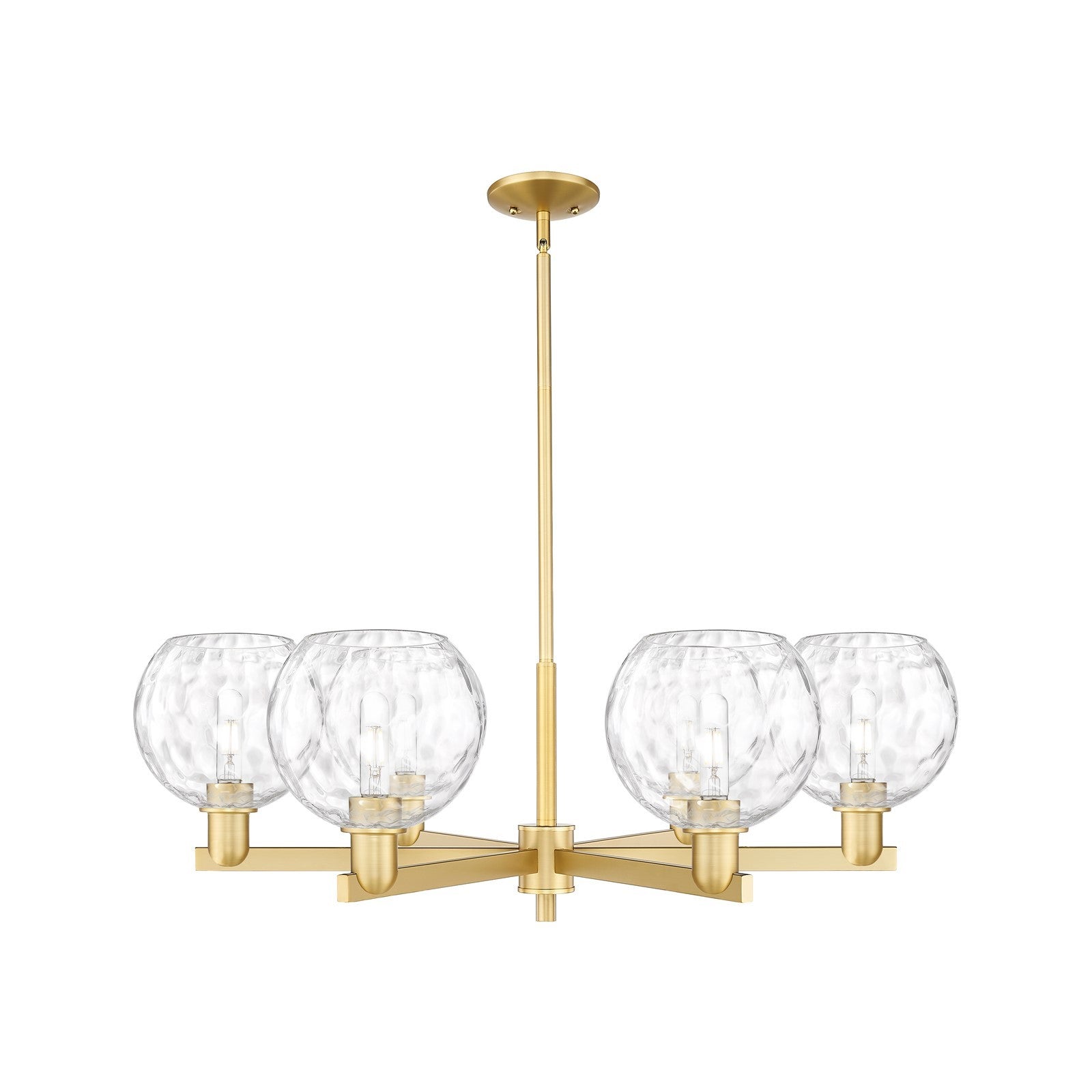 Innovations Athens 38in 6-Light Chandelier | Industrial Satin Gold Steel and Clear Water Glass | Dining Room & Living Room | Model 716-6CR-SG-G1215-8