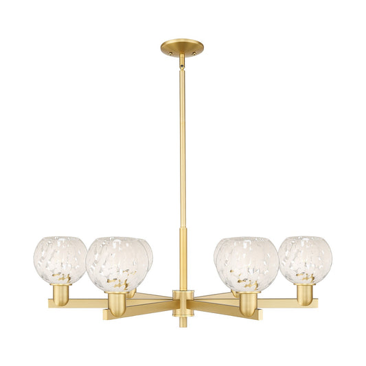 Innovations Lighting White Mouchette 36in 6-Light Chandelier | Industrial Satin Gold and White Mouchette Glass | Dining Room | Model 716-6CR-SG-G1216-6WM