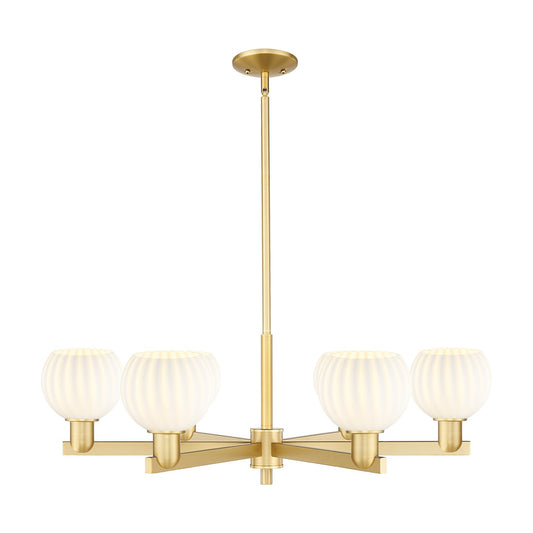 Innovations Lighting White Venetian 36in 6-Light Chandelier | Industrial Satin Gold Steel and White Venetian Glass | Kitchen | Model 716-6CR-SG-G1217-6WV