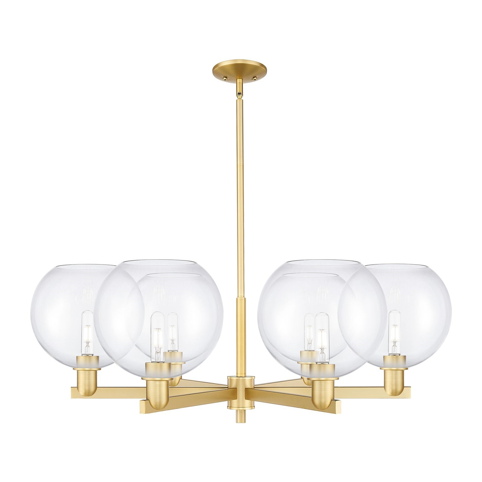 Innovations Athens 40in 6-Light Chandelier | Industrial Satin Gold Steel and Clear Glass | Dining Room & Living Room | Model 716-6CR-SG-G122-10