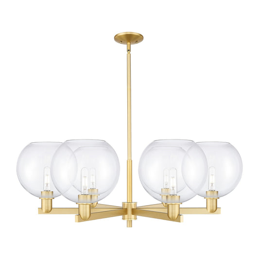 Innovations Athens 40in 6-Light Chandelier | Industrial Satin Gold Steel and Clear Glass | Dining Room & Living Room | Model 716-6CR-SG-G122-10