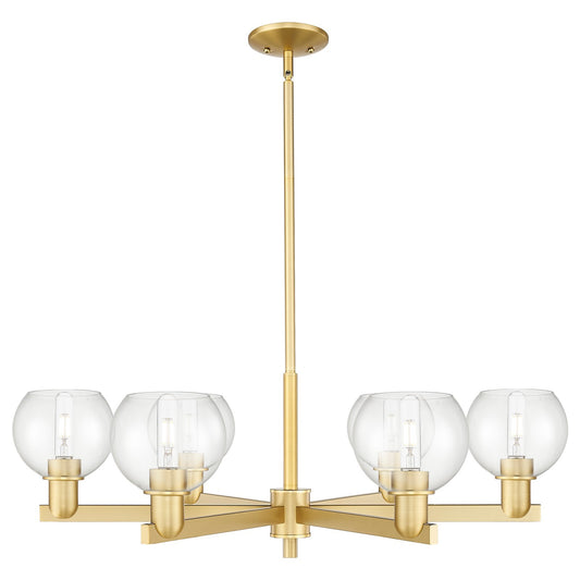 Innovations Athens 36in 6-Light Chandelier | Industrial Satin Gold Steel and Clear Glass | Dining Room & Living Room | Model 716-6CR-SG-G122-6